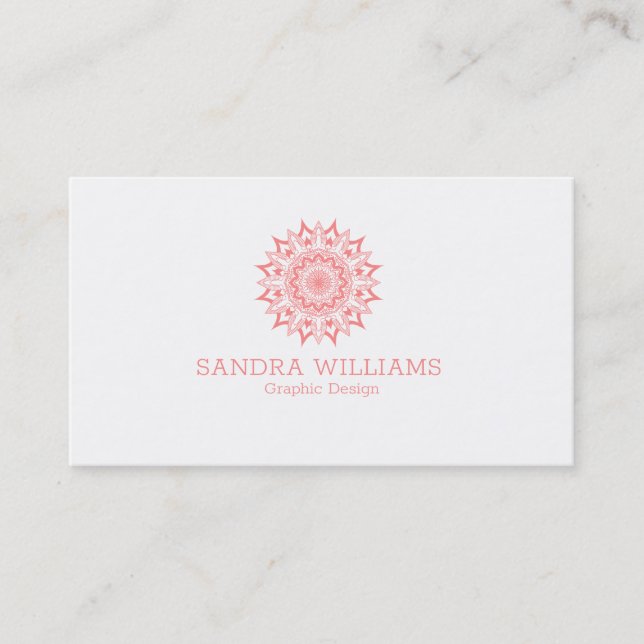 Carte De Visite Mandala rose sur blanc (Devant)