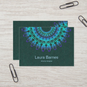 Carte De Visite mandala turquoise ethnique. Texte