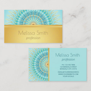 Carte De Visite Mandala Turquoise Or
