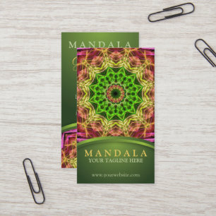 Carte De Visite Mandala vert de fleur