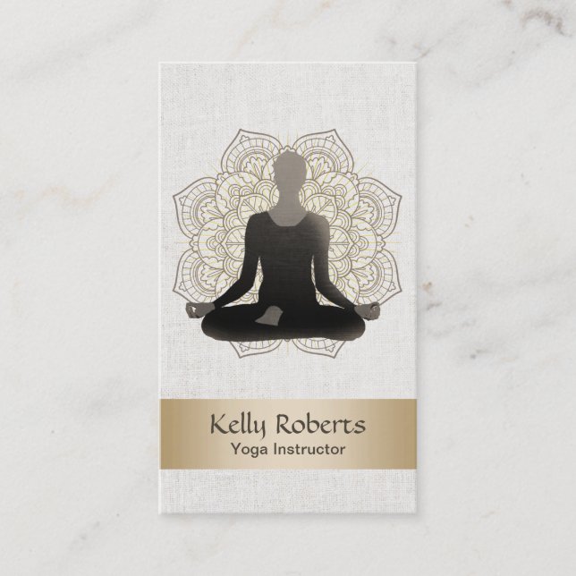 Carte De Visite Mandala vintage de Lotus de professeur de yoga et (Devant)