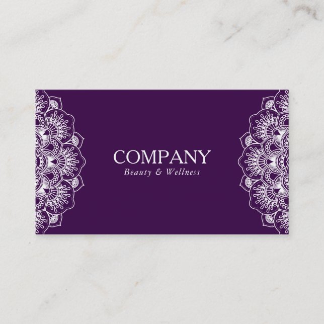 Carte De Visite Mandala violet et blanc réversible (Devant)