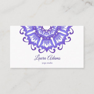 Carte De Visite Mandala violet floral. Texte