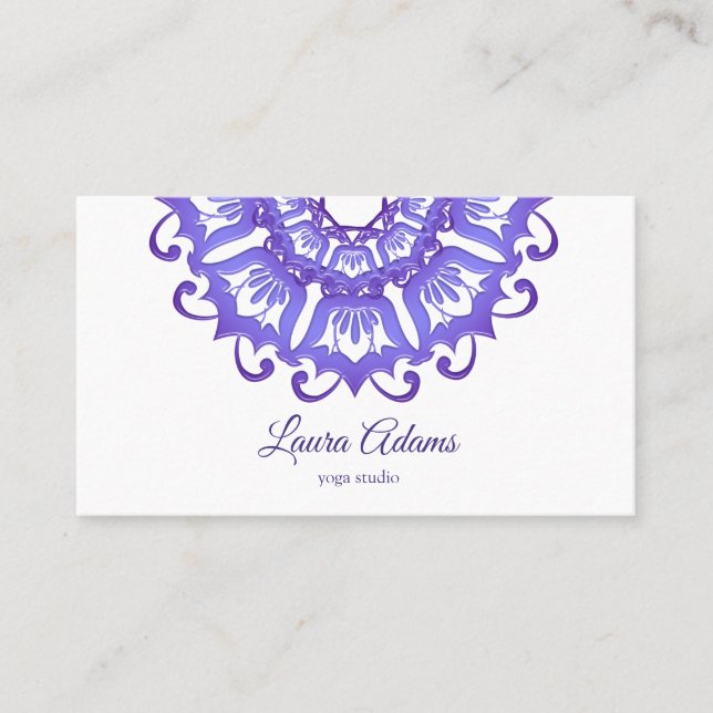 Carte De Visite Mandala violet floral. Texte (Devant)