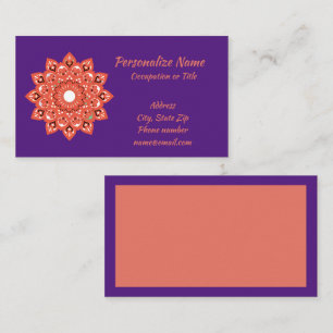 Carte De Visite Mandala Zen Yoga Méditation Purple Rose Namaste
