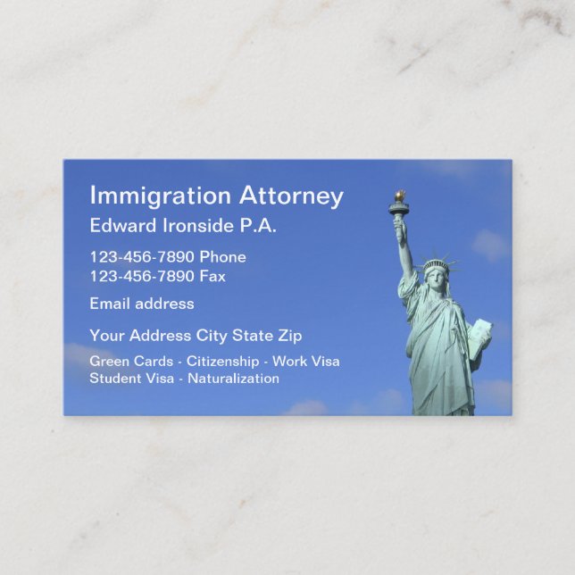 Carte De Visite Mandataire de loi d'immigration (Devant)