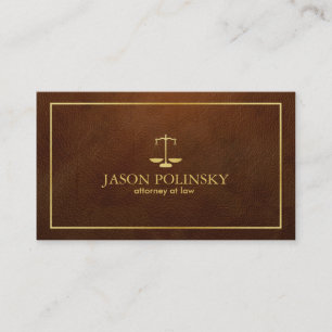 Carte De Visite Mandataire en cuir Brown élégante et moderne