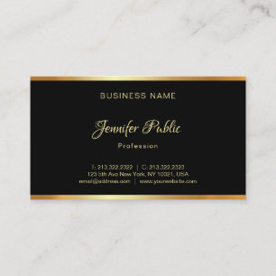 Carte De Visite Manette de script Creative Black Gold Professional