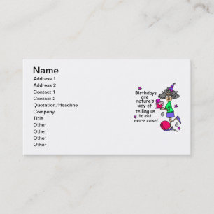 Carte De Visite Mangez plus de gâteau Humour d'anniversaire