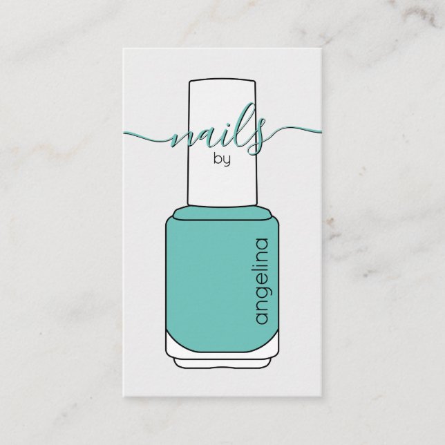 Carte De Visite Manicuriste Clou Polonais Bouteille Turquoise (Devant)