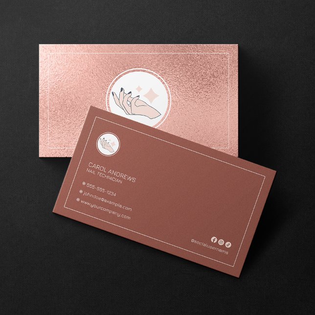 Carte De Visite Manicuriste minimaliste Rose Gold (Créateur téléchargé)