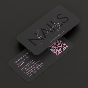 Carte De Visite Manicuriste Nail Tech Artiste Nail Rose Noir