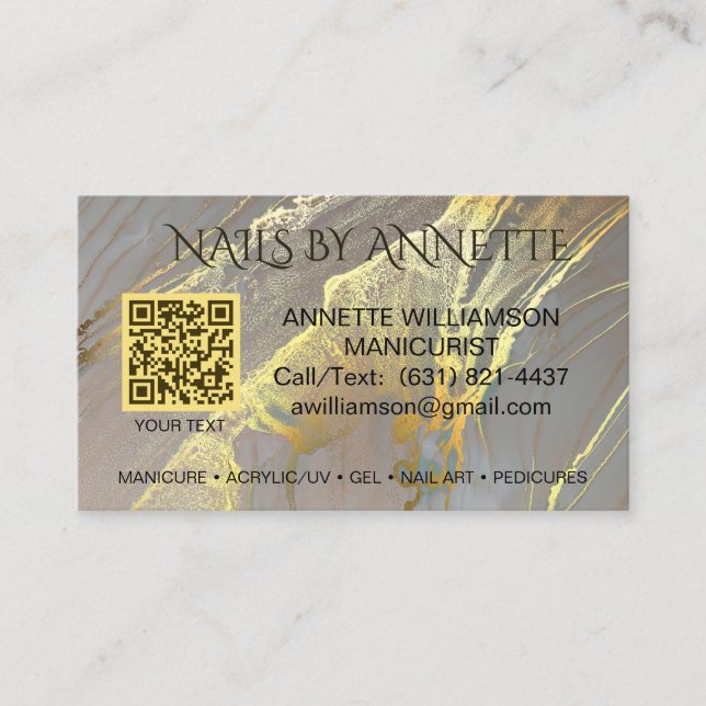 Carte De Visite Manicuriste Nail Technicien Or Accent  (Devant)