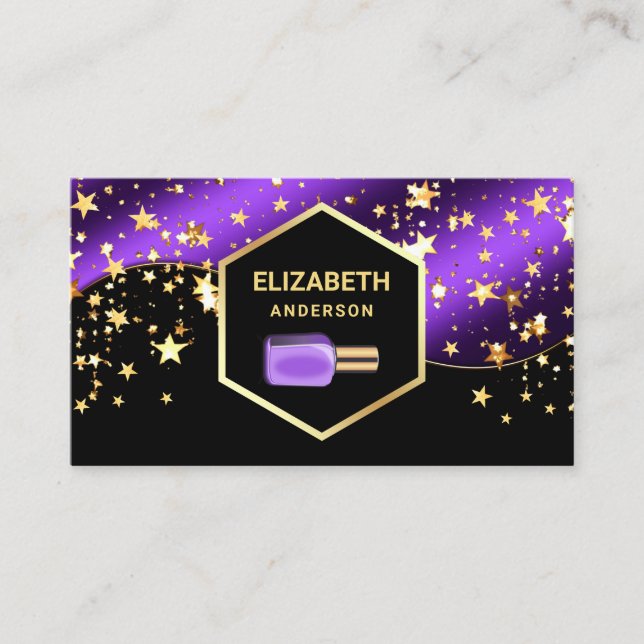 Carte De Visite Manicuriste polonais Gold Confetti Royal Purple Na (Devant)