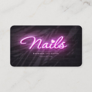 Carte De Visite Manucure Artiste Clou Beauté Salon Neon Rose viole