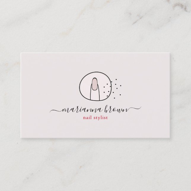 Carte De Visite Manucure Rouge rose Spa Salon Logo ongle polonais (Devant)