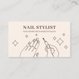 Carte De Visite Manucure Styliste Maquillage Ivoire Beige Ongles 