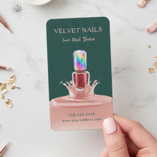 Carte De Visite Manucureuse Artiste Technicienne Ongles Vert Foncé