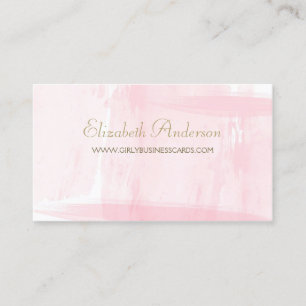 Carte De Visite Manuscrit élégant d'or d'aquarelle rose simple