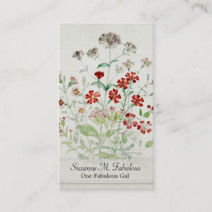 Carte De Visite Manuscrit peint de cru de bouquet de fleur de