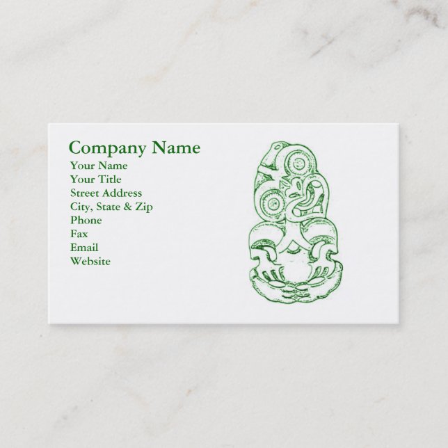 Carte de visite maori de croquis de Hei-Tiki (Devant)