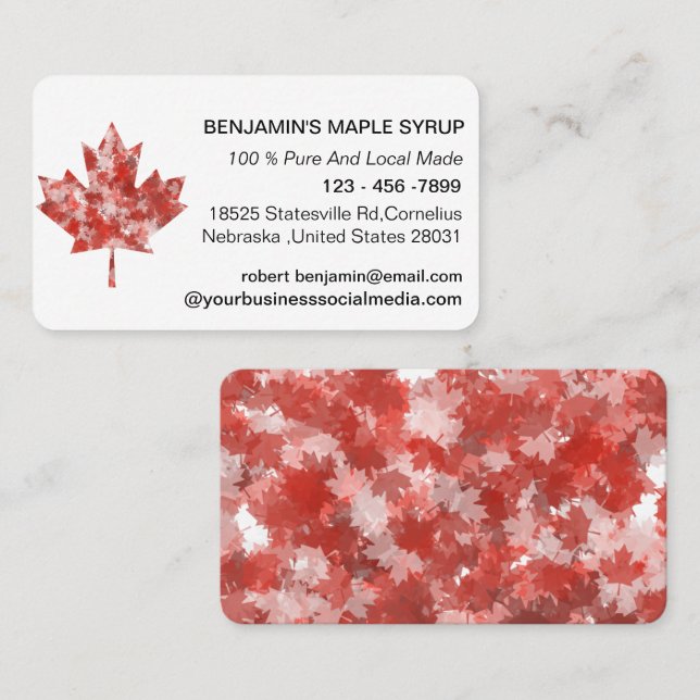 Carte De Visite Maple Leaf Red Canada (Devant / Derrière)