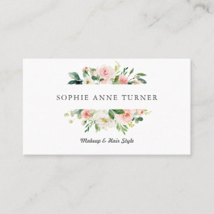 Carte De Visite Maquillage à cadre rose fleuri Artiste Style cheve