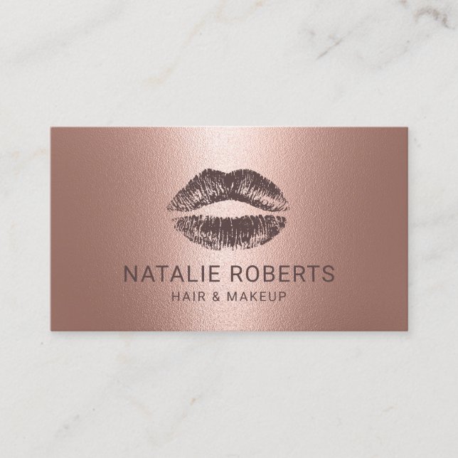 Carte De Visite Maquillage Artist Lips Rose Gold Salon (Devant)