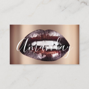 Carte De Visite Maquillage Artist Studio Lèvres Brown Logo Code QR