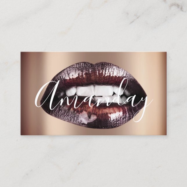 Carte De Visite Maquillage Artist Studio Lèvres Brown Logo Code QR (Devant)