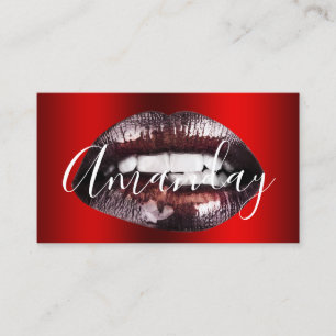 Carte De Visite Maquillage Artist Studio Red Lips Logo QR Code Log