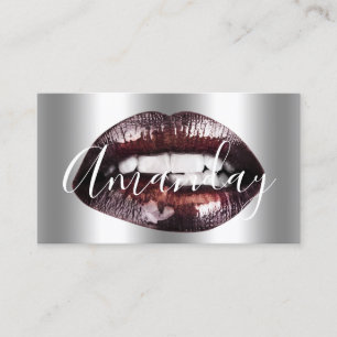 Carte De Visite Maquillage Artist Studio Silver Lip Logo QR Code L