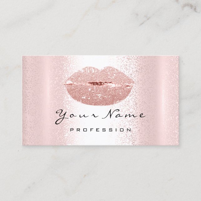 Carte De Visite Maquillage Artiste Baiser Rouge LIPS Rose Rose Blu (Devant)