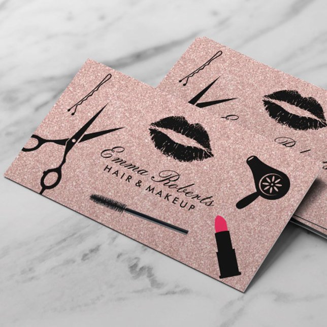 Carte De Visite Maquillage Artiste Beauté Coiffeur Salon Rose Part (Créateur téléchargé)