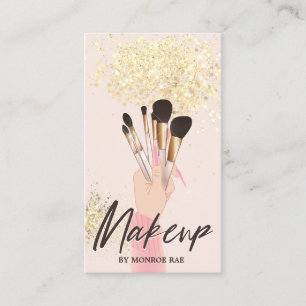 Carte De Visite Maquillage Artiste Beauté Salon Glam Pink Gold Cre