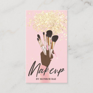 Carte De Visite Maquillage Artiste Beauté Salon Glam Pink Gold par