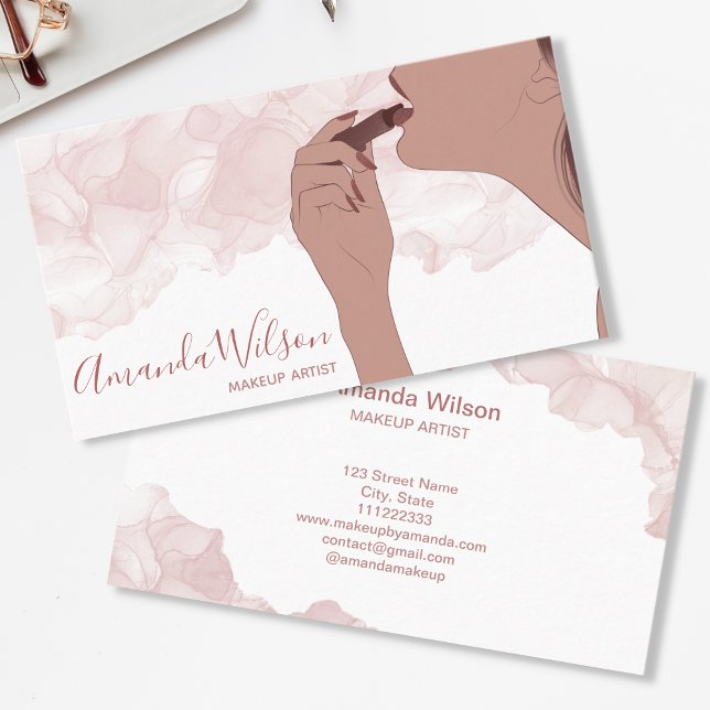 Carte De Visite Maquillage Artiste Beauté Salon Rose Gold Parties  (Créateur téléchargé)
