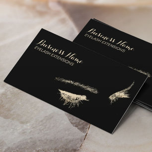 Carte De Visite Maquillage Artiste Black & Gold Eyelash Extensions