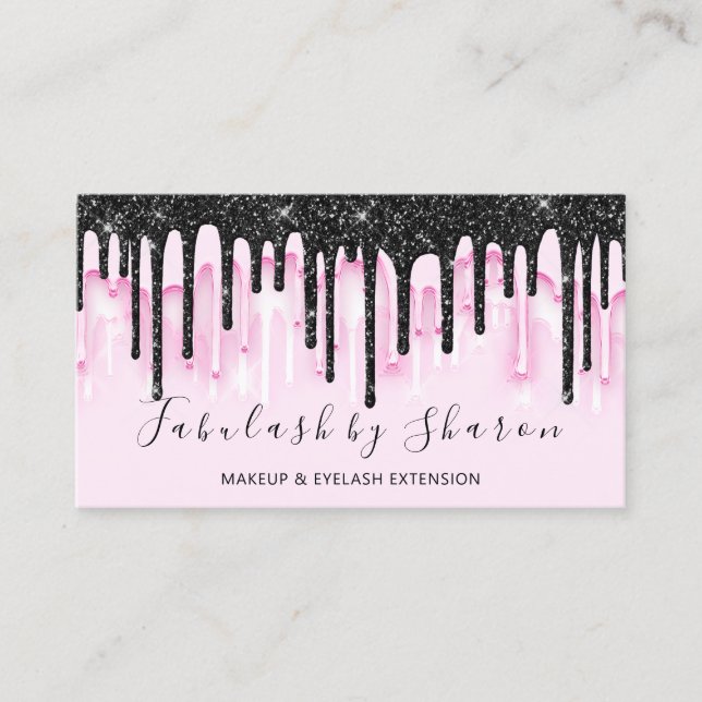 Carte De Visite Maquillage Artiste Blanc Lashes Rose Black (Devant)