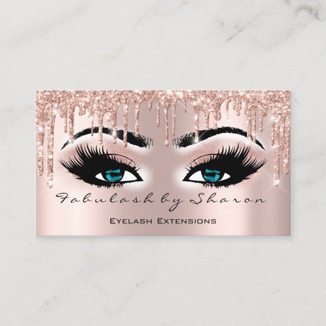 Carte De Visite Maquillage Artiste Bleu Yeux Lashes Parties scinti (Devant)