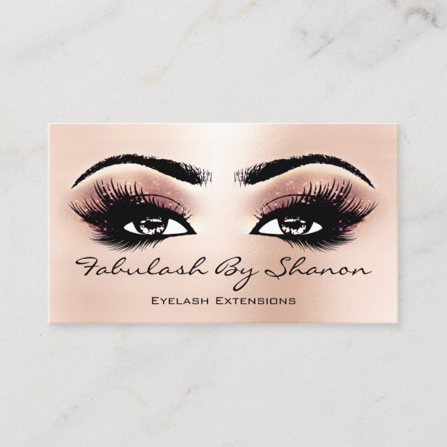 Carte De Visite Maquillage Artiste Brow Eyelash Rose maigre (Devant)