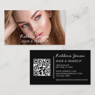 Carte De Visite Maquillage artiste cheveux photo en gras script bl