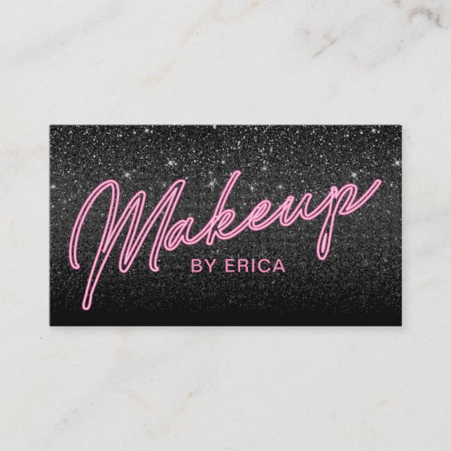 Carte De Visite Maquillage Artiste Chic Neon Typographie Parties s (Devant)