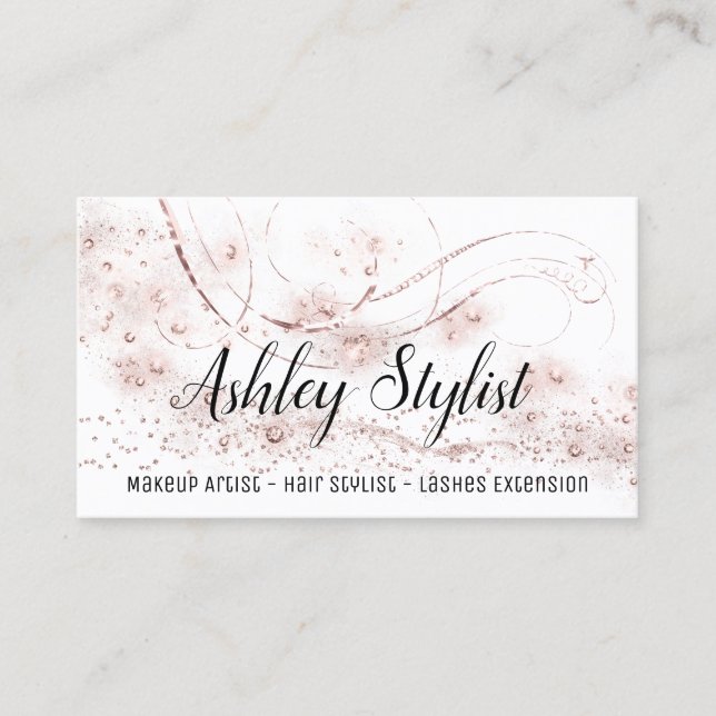 Carte De Visite Maquillage Artiste Coiffure Salon Lash Rose Crysta (Devant)