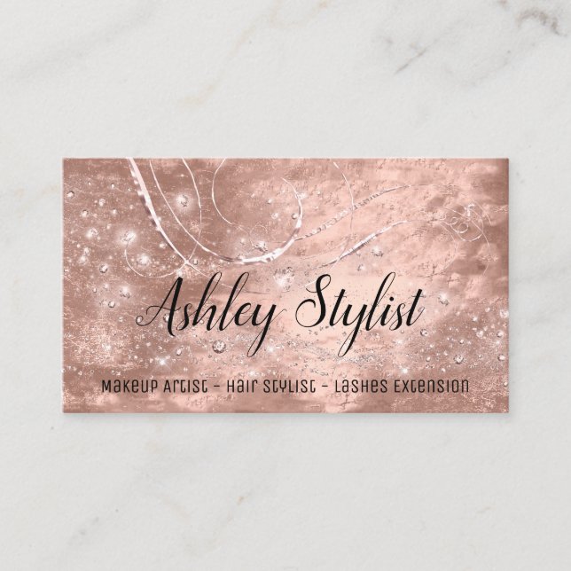 Carte De Visite Maquillage Artiste Coiffure Salon Lash Rose Peau M (Devant)
