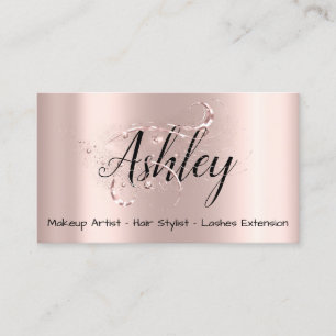 Carte De Visite Maquillage Artiste Coiffure Salon Lashes Rose Scri