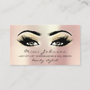 Carte De Visite Maquillage Artiste Eyebros Lashes Champaigne Rose