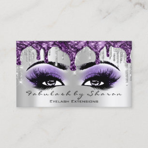 Carte De Visite Maquillage Artiste Eyebrow Eyelash Argent gris vio