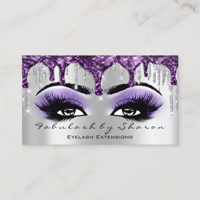 Carte De Visite Maquillage Artiste Eyebrow Eyelash Argent gris vio (Devant)