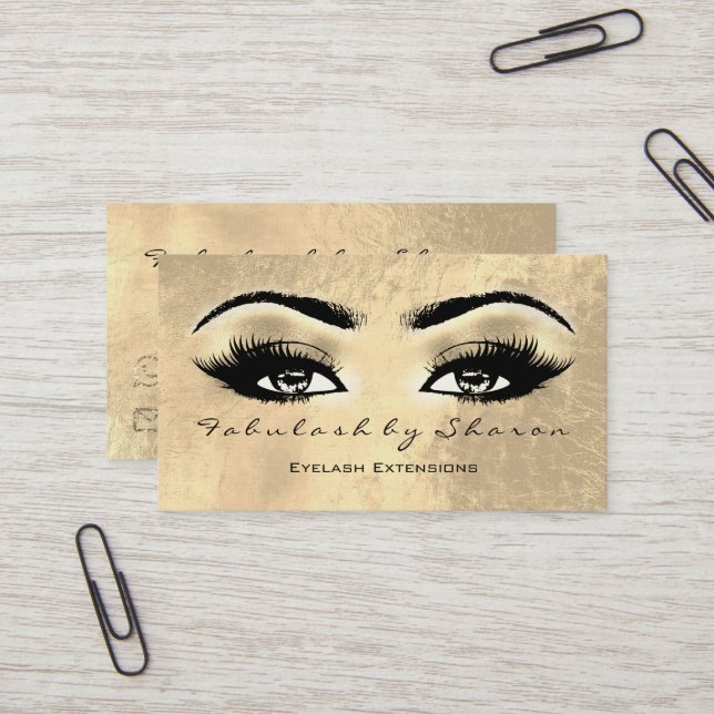 Carte De Visite Maquillage Artiste Eyebrow Lashes Extension Leathe (Devant/Arrière en situation)